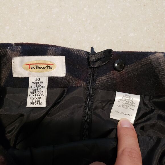 Vintage Talbots Skirt Womens 10 Plaid Wool Blend Wrap Lined Career Office Work - Picture 3 of 6